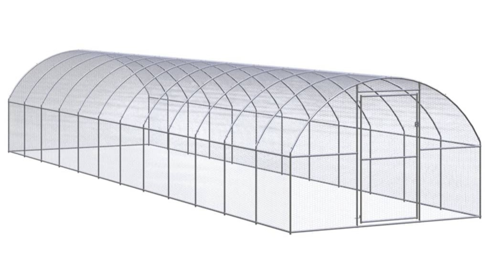 vidaXL Galvanised Steel Outdoor Chicken Coop - 3 x 12 x 2metre