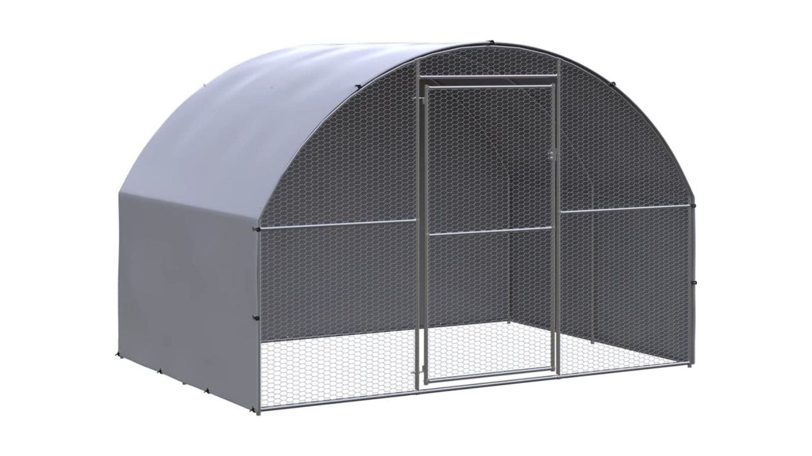 vidaXL Silver/Silver Grey Galvanised Steel Outdoor Chicken Coop - 3 x 2 x 2metre