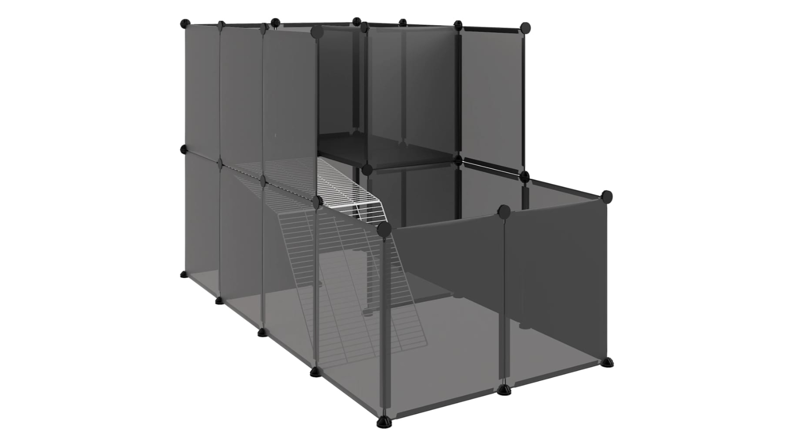 vidaXL Polypropylene and Steel Black Small Animal Cage - 142 x 74 x 93cm