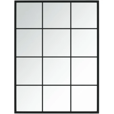 vidaXL Black Metal 80 x 60cm Wall Mirror