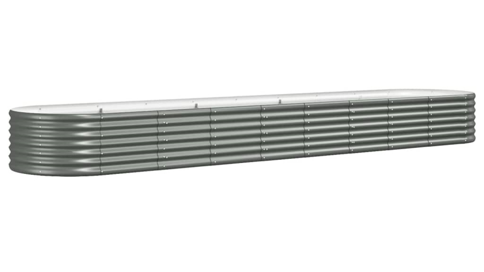 vidaXL Powder-coated Steel Grey Garden Planter - 368 x 80 x 36cm