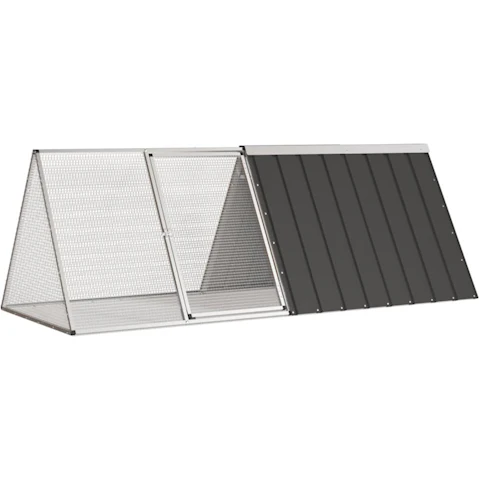 vidaXL Galvanised Steel 201.5 x 80.5 x 71cm Rabbit Cage - Anthracite