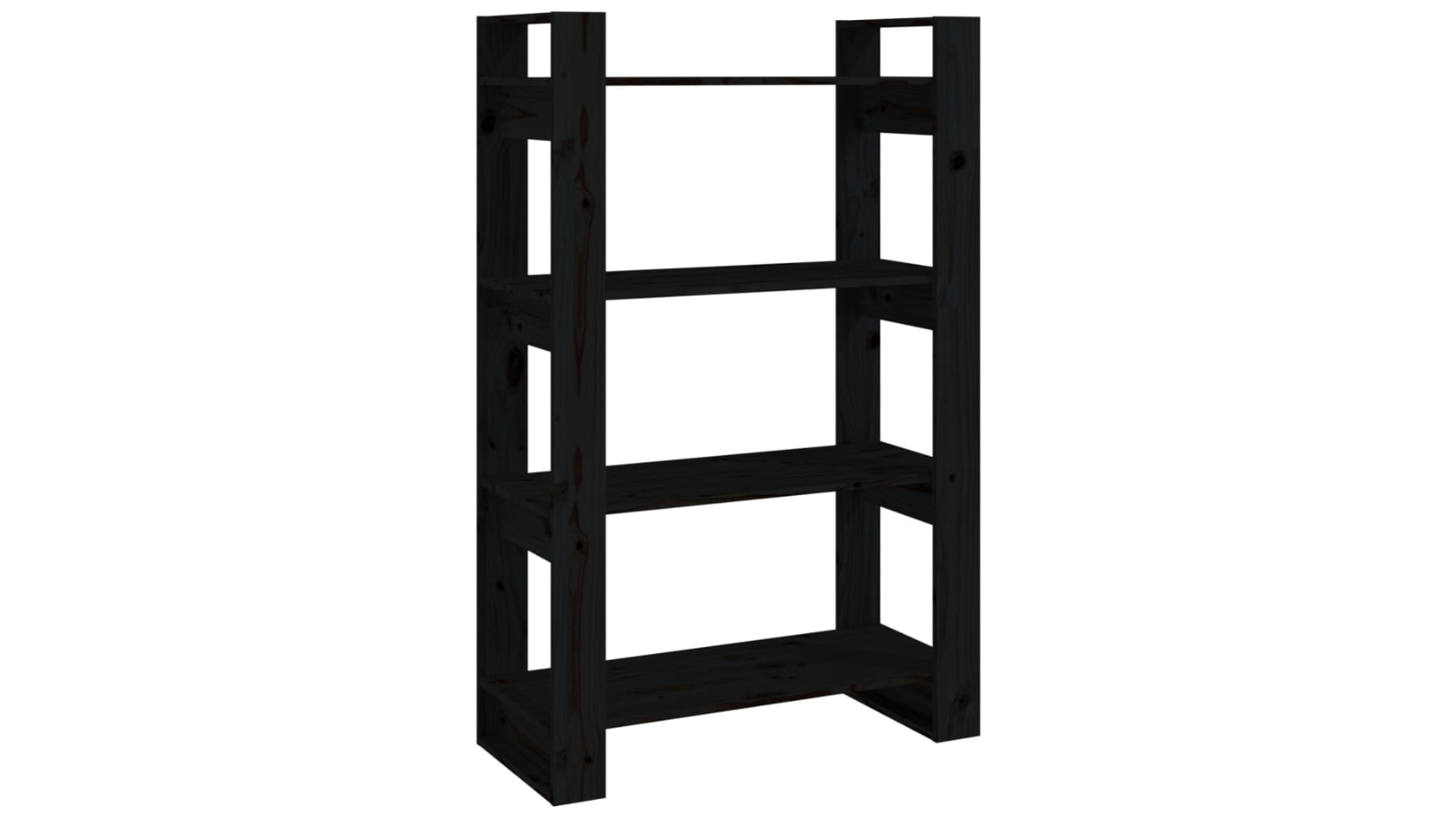 vidaXL Black 80 x 35 x 125cm Solid Pinewood Book Cabinet/Room Divider