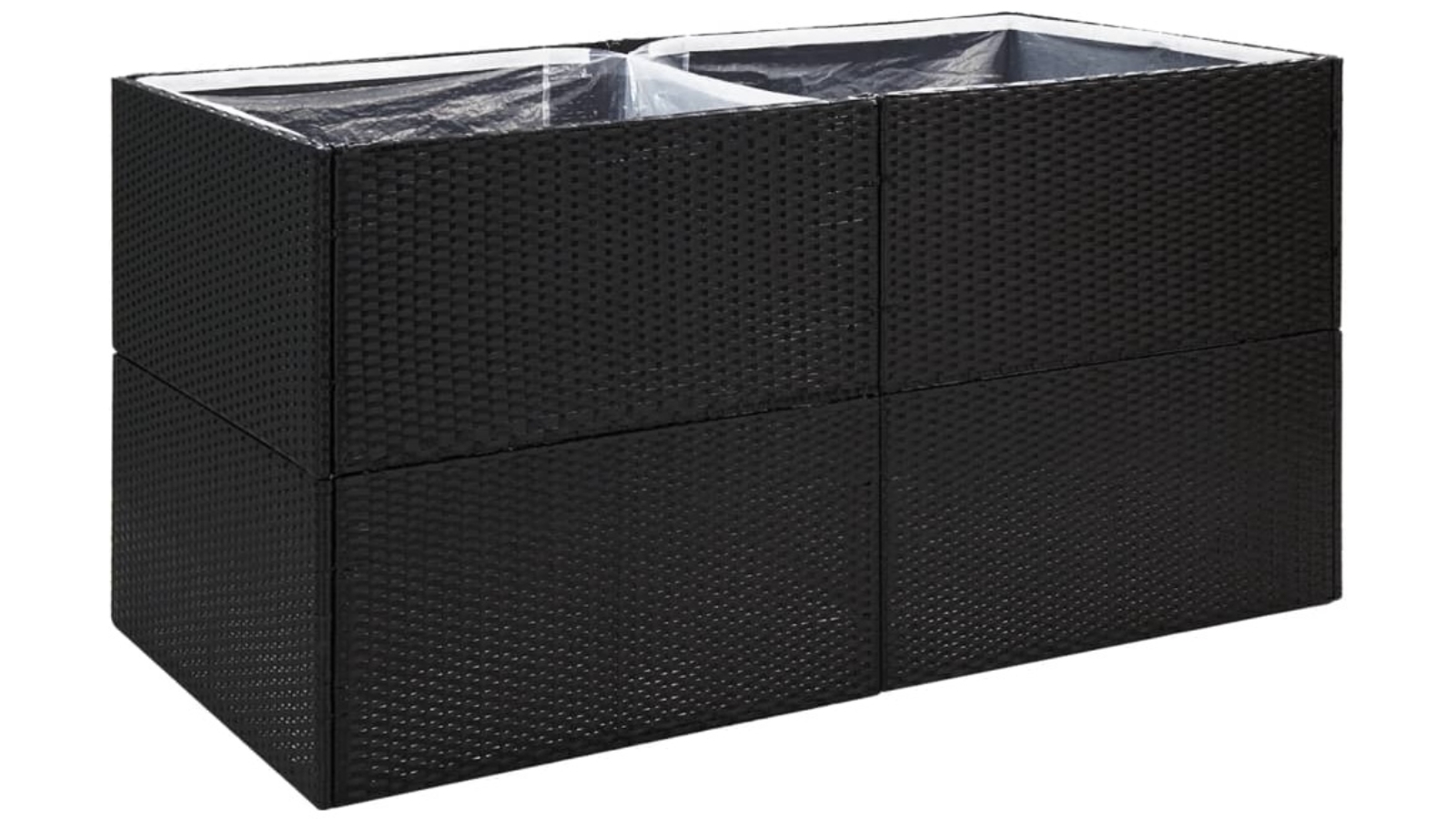 vidaXL Black Poly Rattan Garden Planter - Large