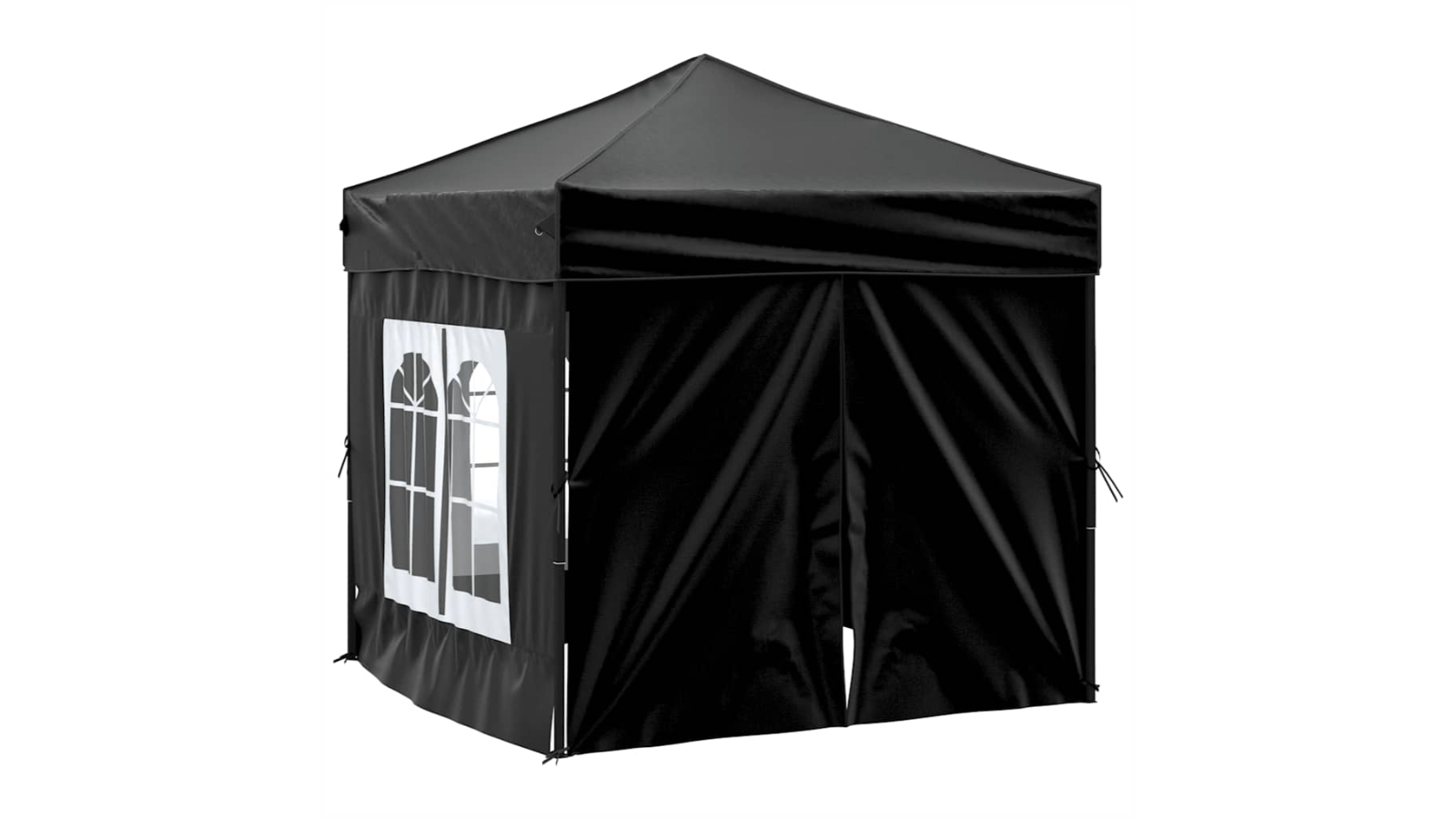 vidaXL Black Folding Party Tent with Sidewall - 2 x 2metre