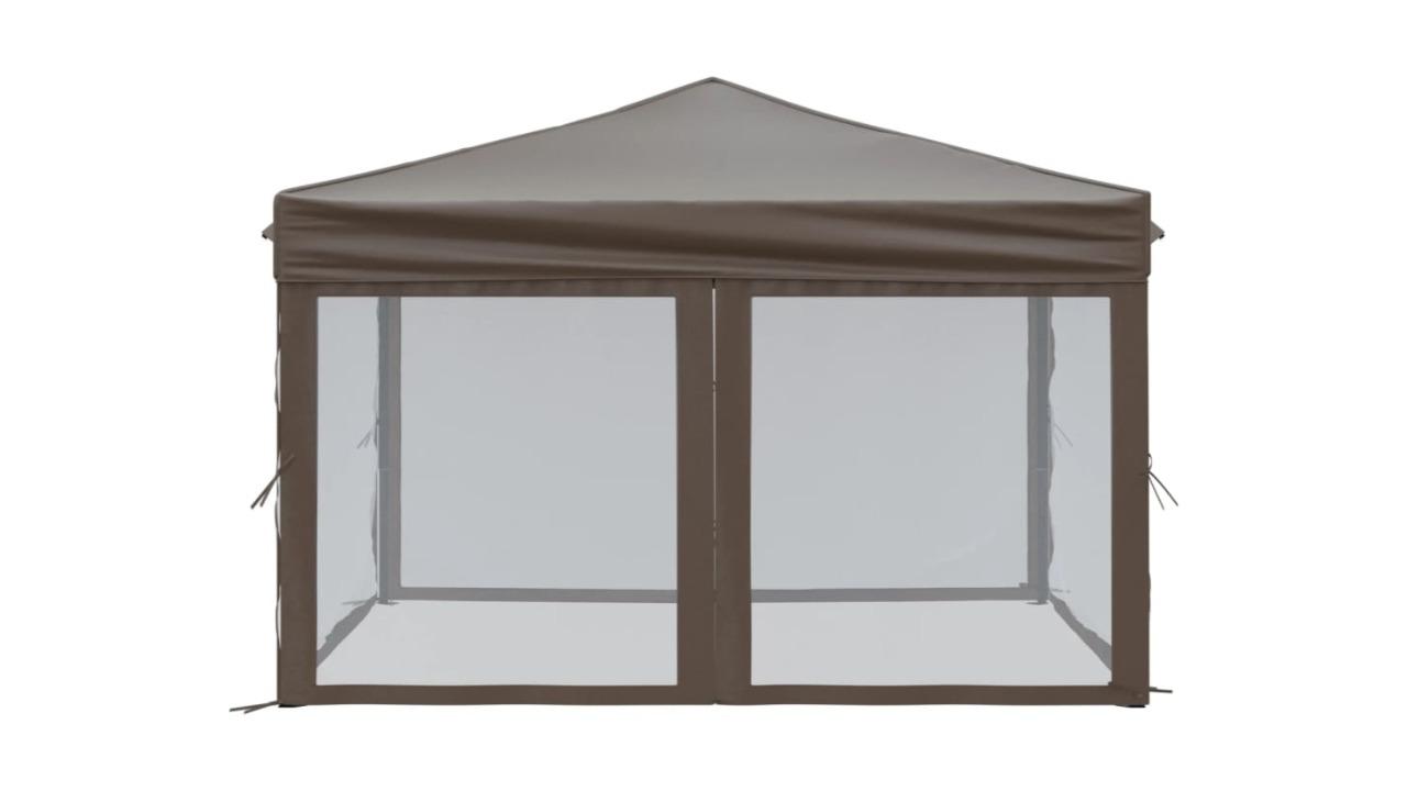 vidaXL Taupe Folding Party Tent with Sidewall - 3 x 3metre