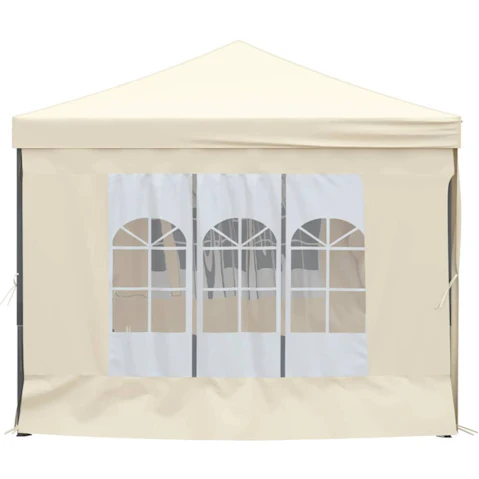 vidaXL Cream Folding Party Tent with Sidewall - 3 x 6metre