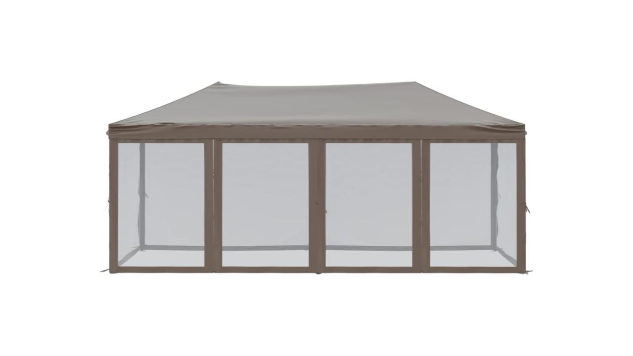 vidaXL Taupe Folding Party Tent with Sidewall - 3 x 6metre