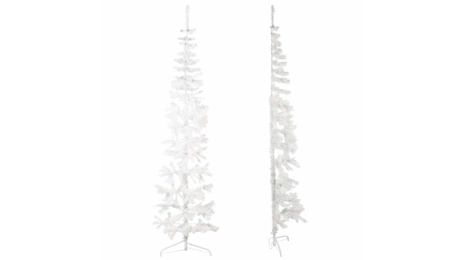 vidaXL White Slim Artificial Half Christmas Tree with Stand - 180cm
