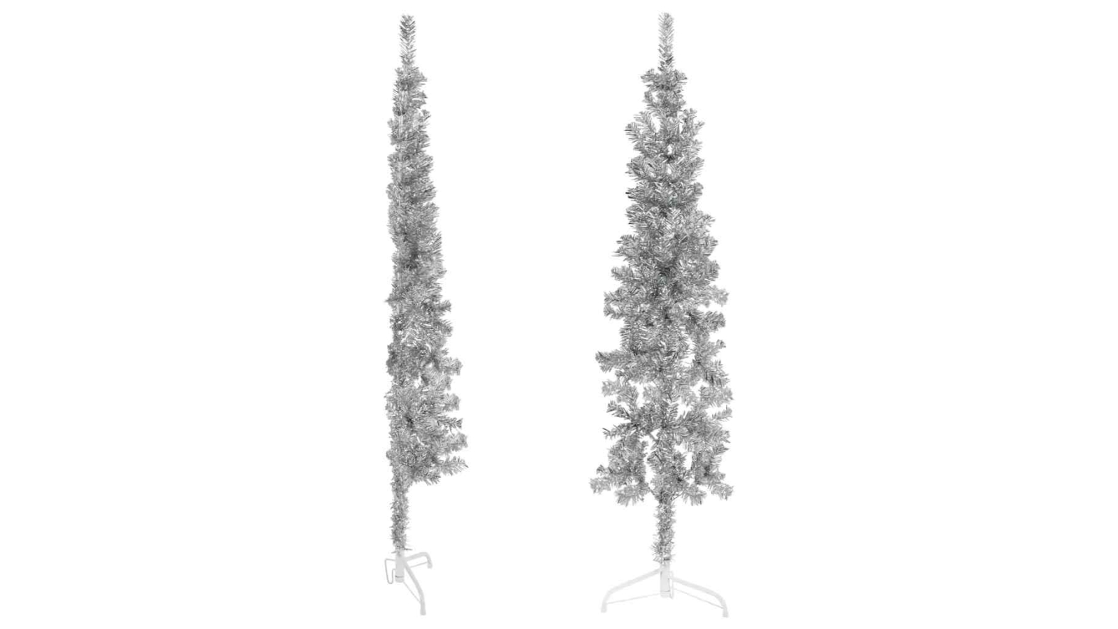 vidaXL Silver Slim Artificial Half Christmas Tree with Stand - 180cm