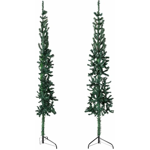 vidaXL Green Slim Artificial Half Christmas Tree with Stand - 150cm