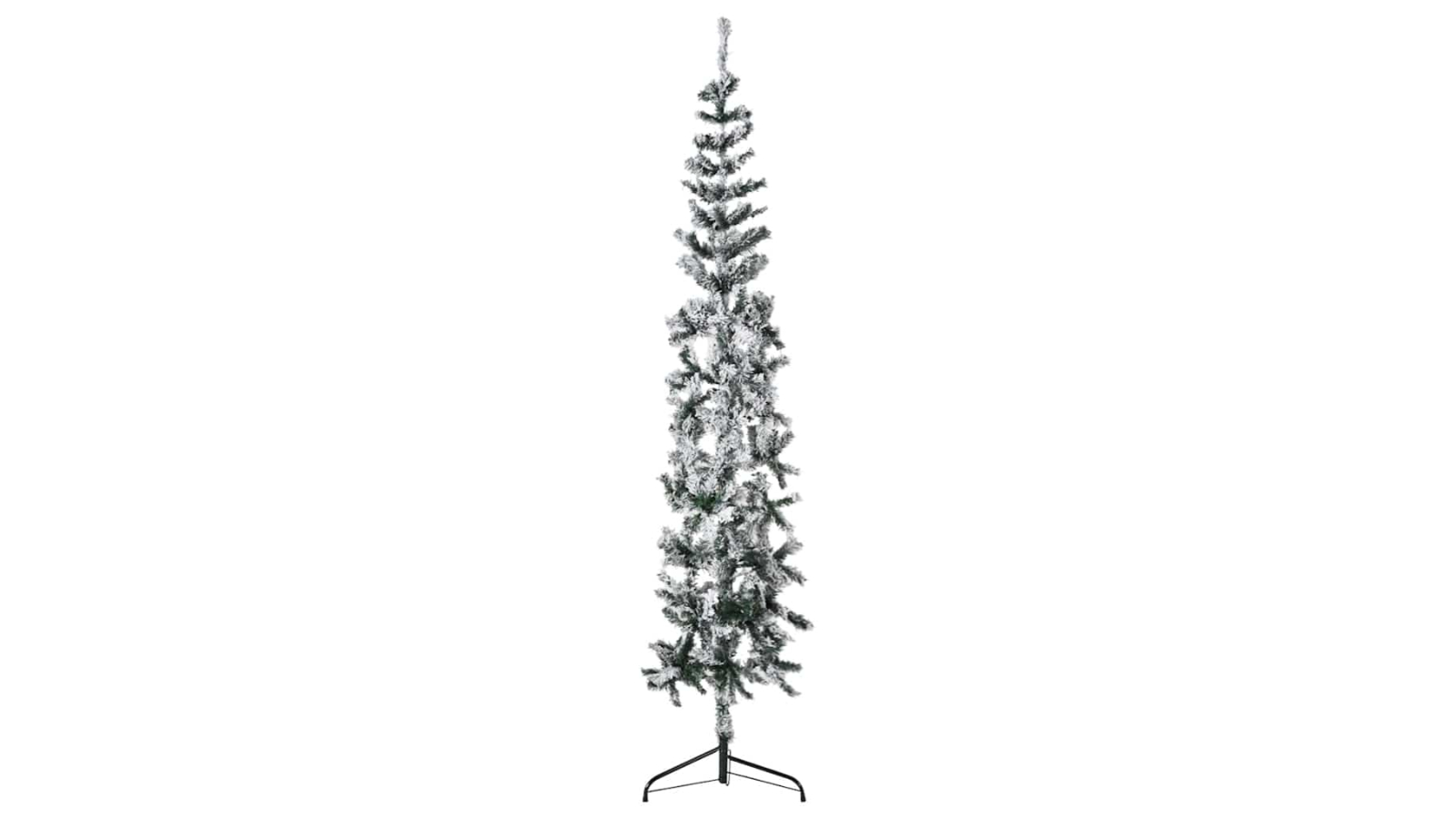 vidaXL White/Green Slim Artificial Half Christmas Tree with Flocked Snow - 210cm