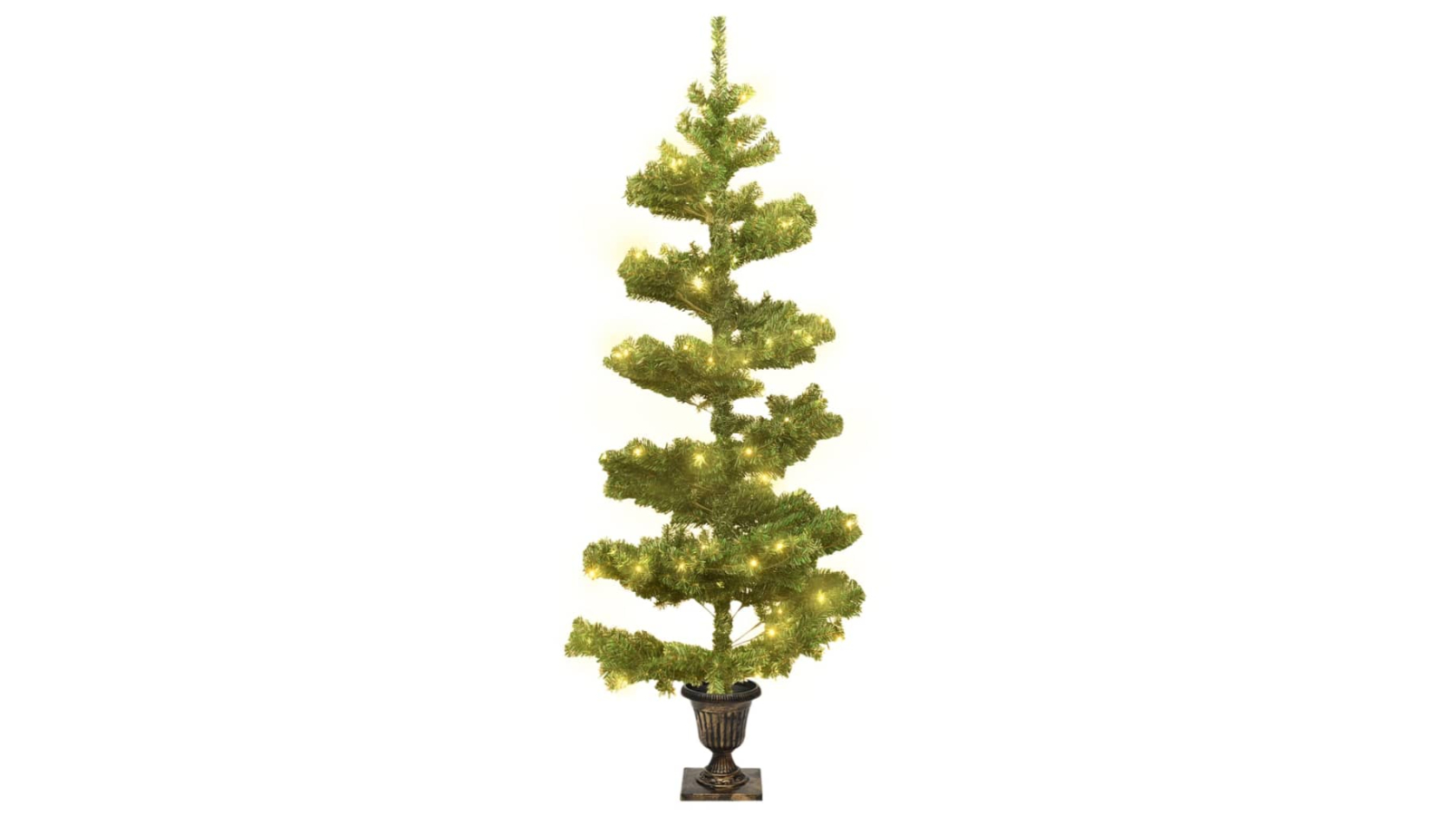 vidaXL Swirl Pre-lit Christmas Tree with Pot Green 120cm PVC