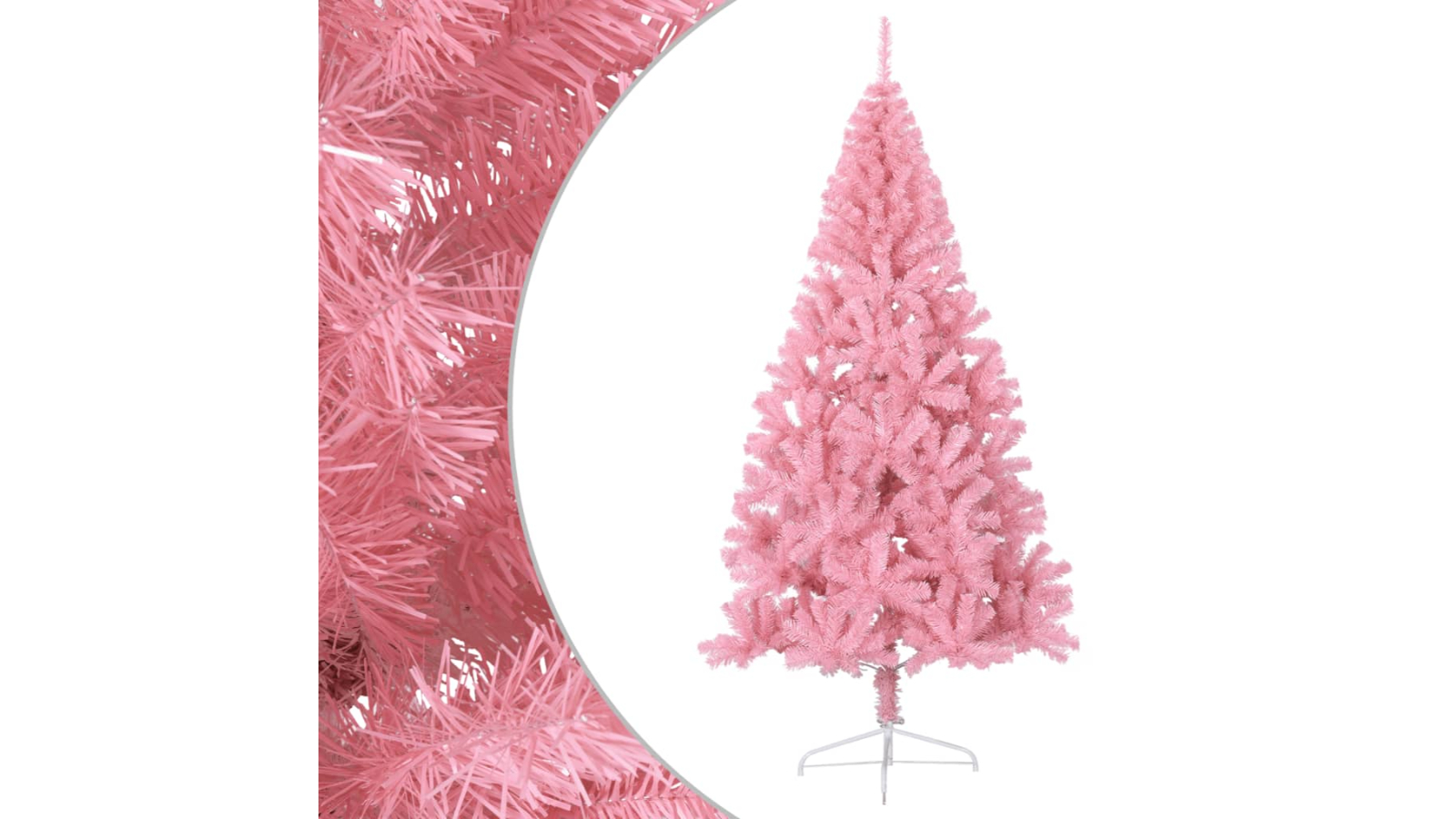vidaXL Pink Artificial PVC Half Christmas Tree with Stand - 210cm