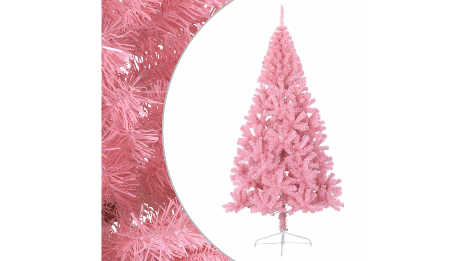 vidaXL Pink Artificial PVC Half Christmas Tree with Stand - 240cm