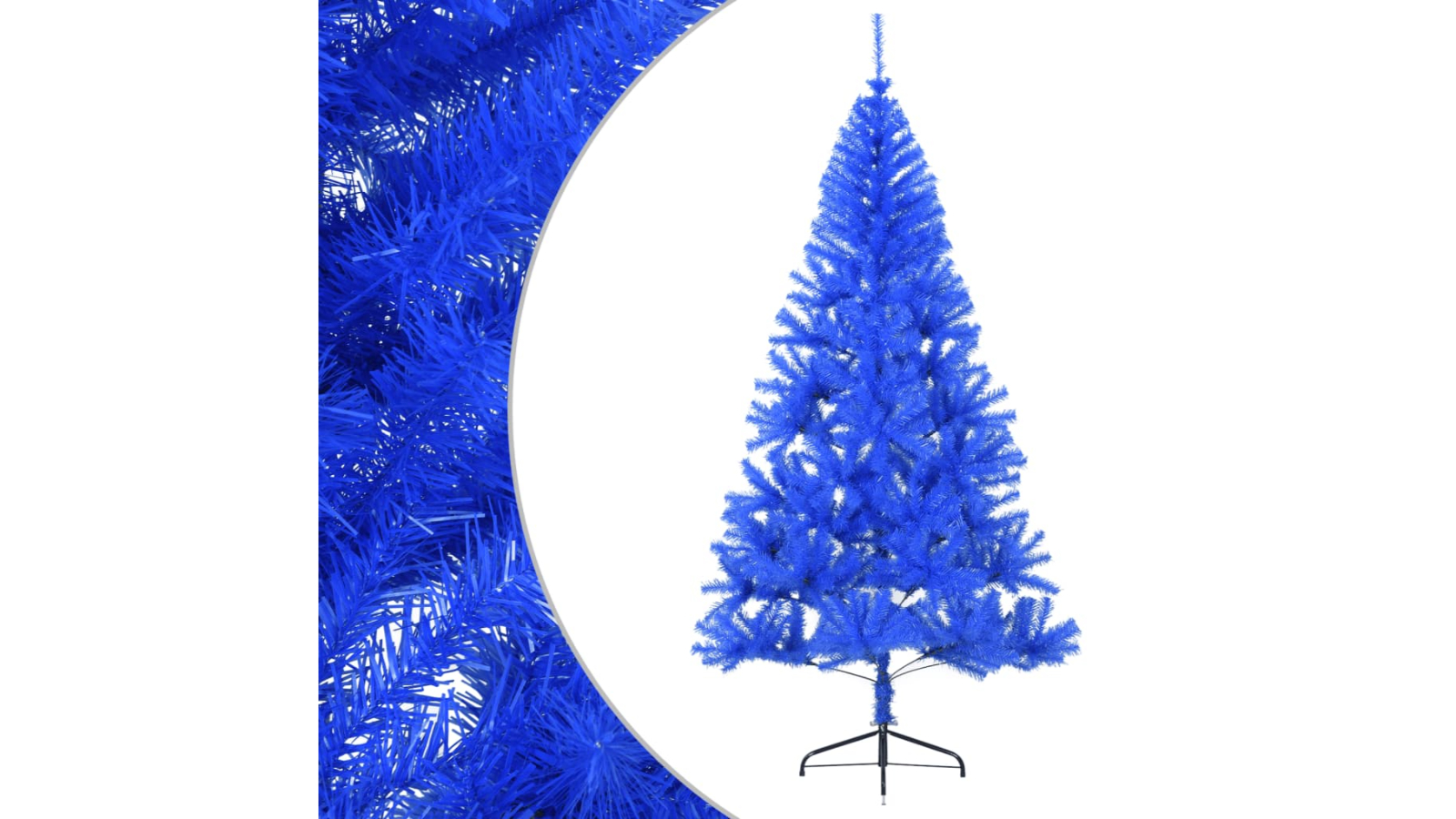 vidaXL Blue Artificial PVC Half Christmas Tree with Stand - 210cm