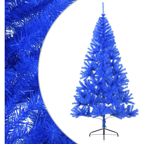 vidaXL Blue Artificial PVC Half Christmas Tree with Stand - 210cm