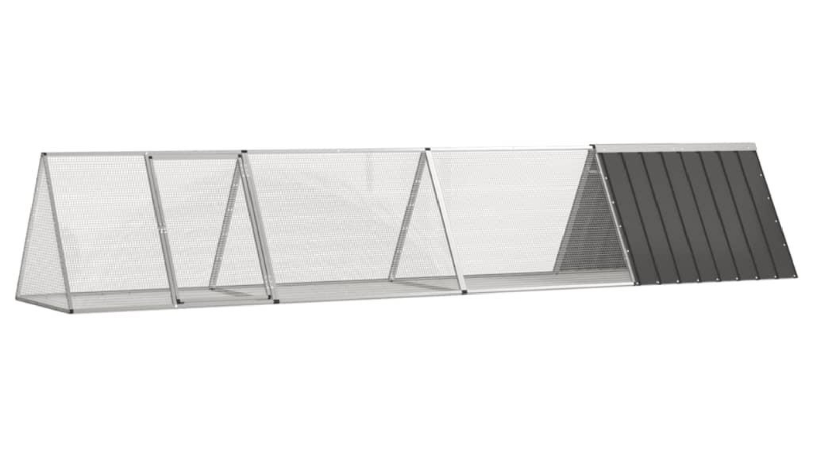 vidaXL Anthracite Galvanised Steel Rabbit Cage - 403.5 x 80.5 x 71cm