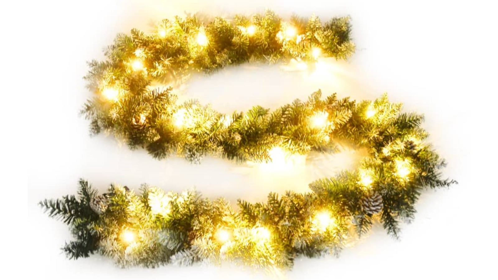 vidaXL PVC Christmas Green Garland with LED Light - 2.7metre