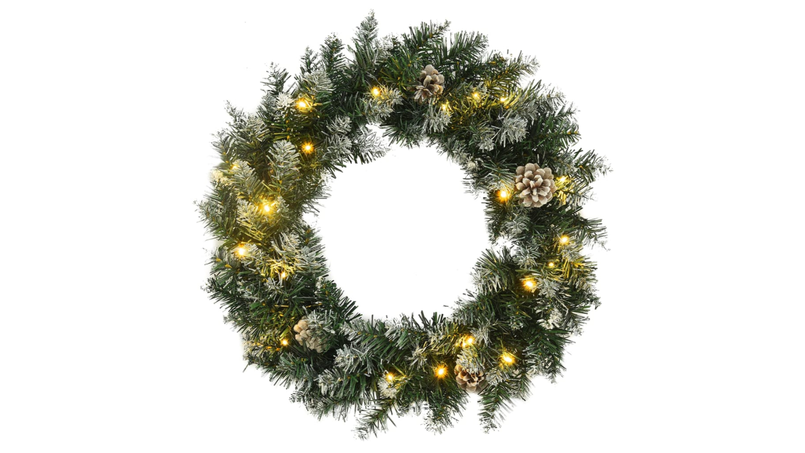 vidaXL Green PVC Christmas Wreath with LED Light -  60cm