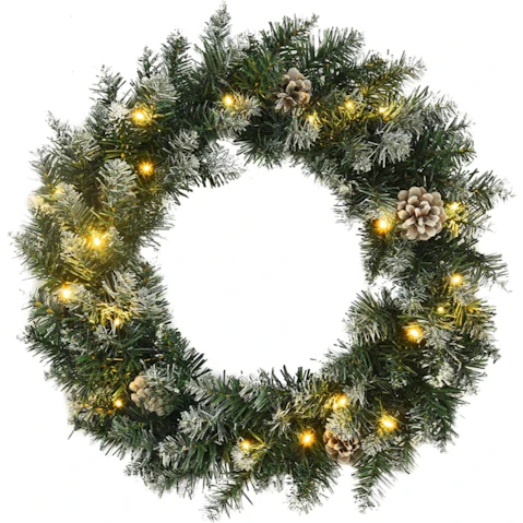 vidaXL Green PVC Christmas Wreath with LED Light