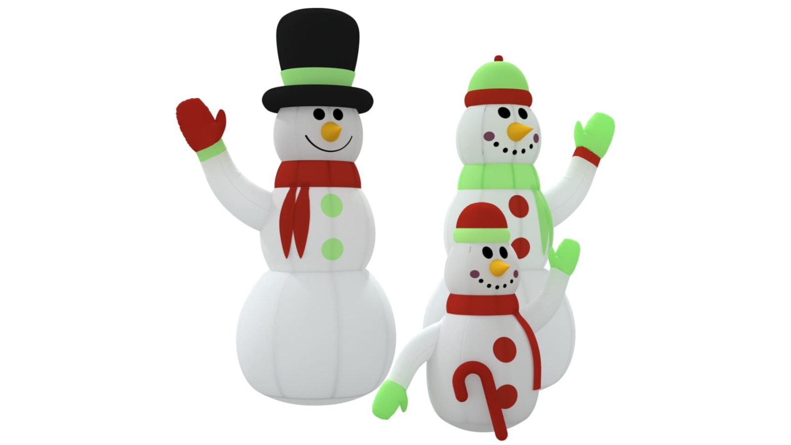 vidaXL Inflatable Snowman Family with LEDs - 360cm