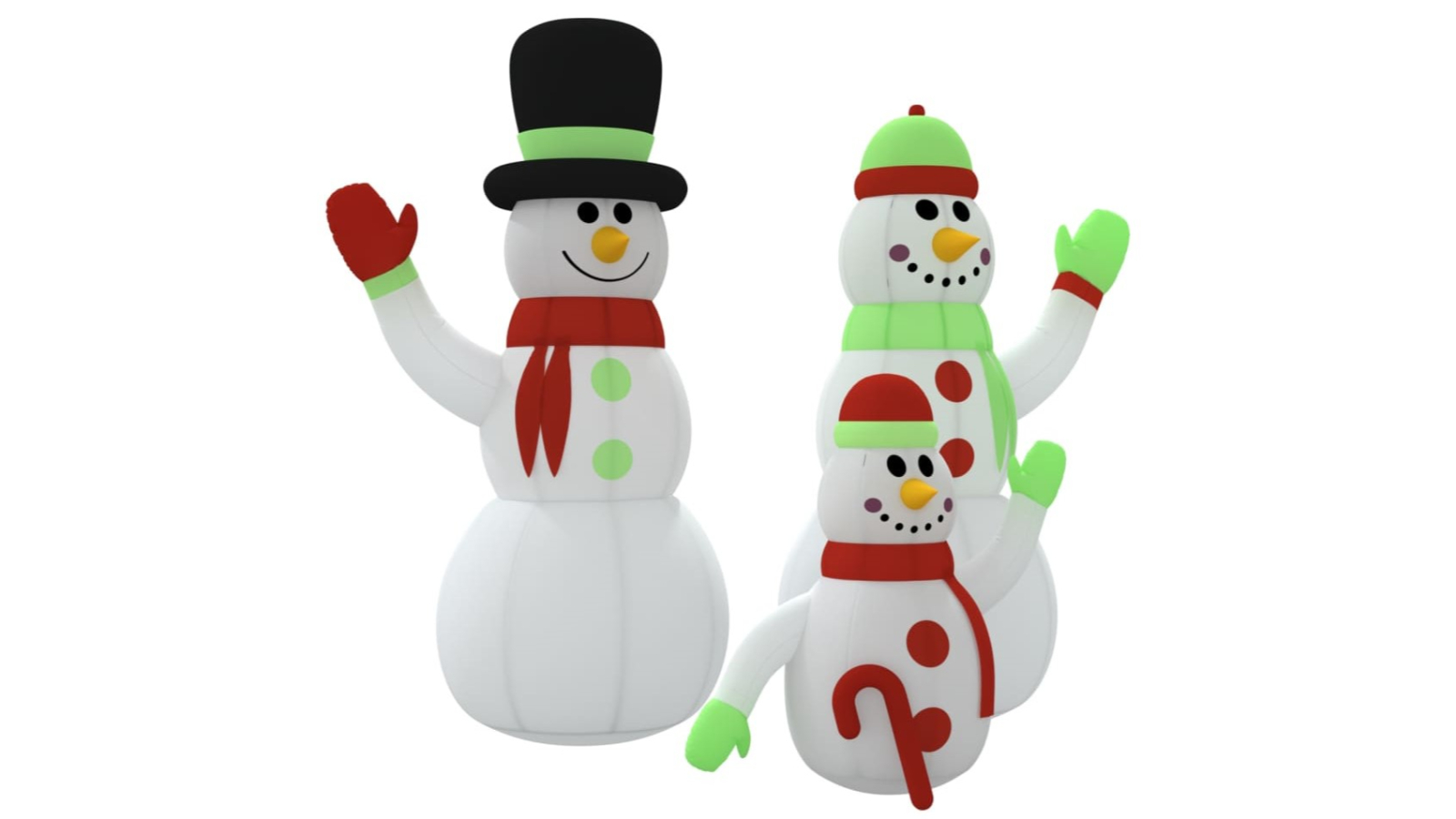 vidaXL Inflatable Snowman Family with LEDs - 500cm
