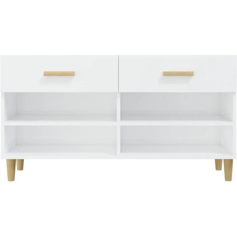 vidaXL 2-Drawer and 4-Compartment Shoe Cabinet - High Gloss White