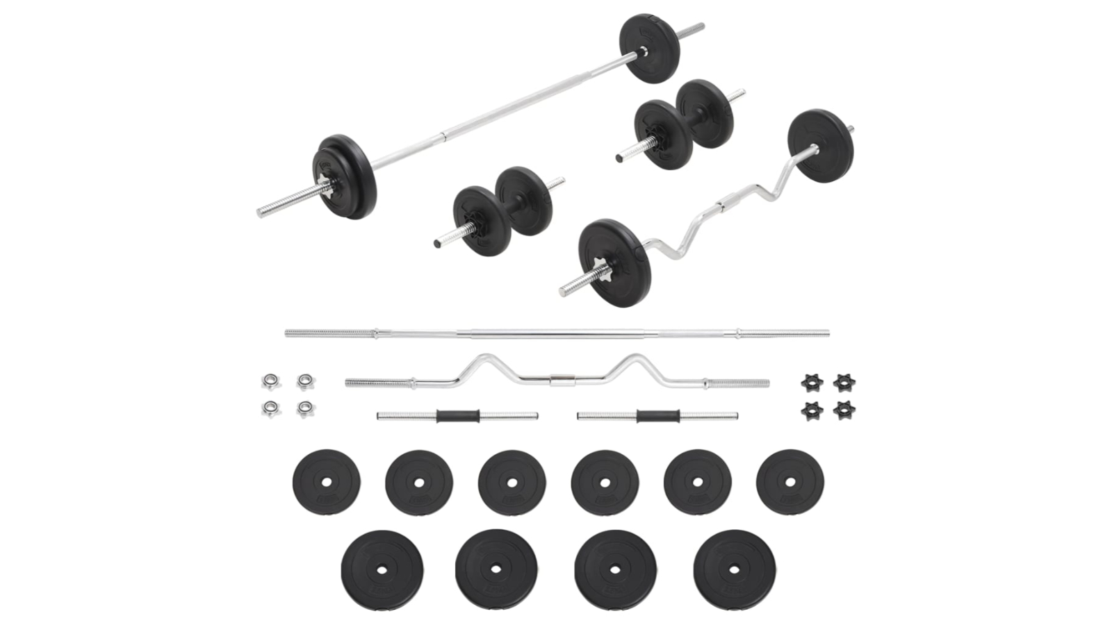 vidaXL Barbell and Dumbbell 30kg Set - 12.5 x 34 x 72cm