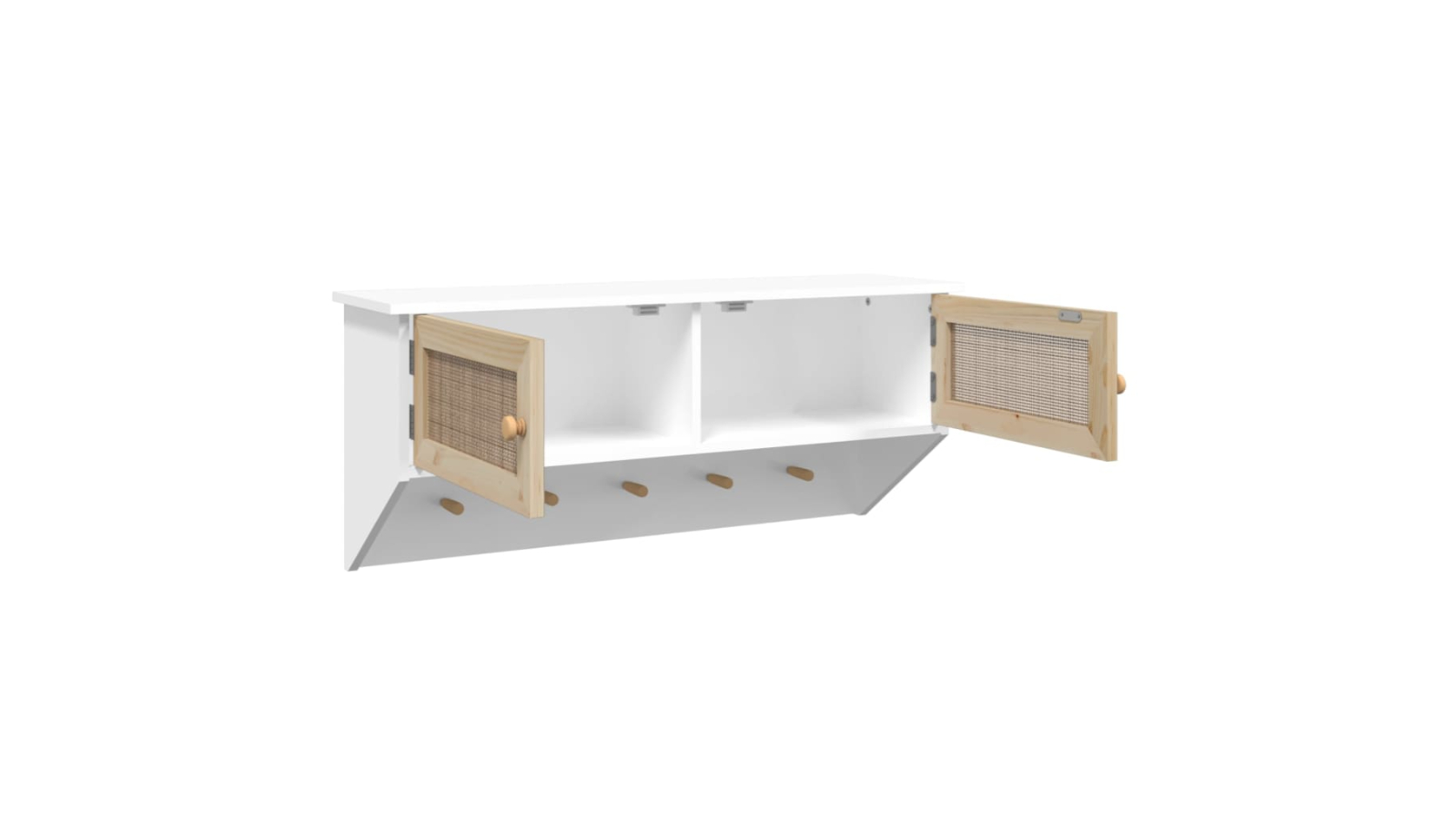 vidaXL White Engineered Wood and Natural Rattan Wall-Mounted Coat Rack