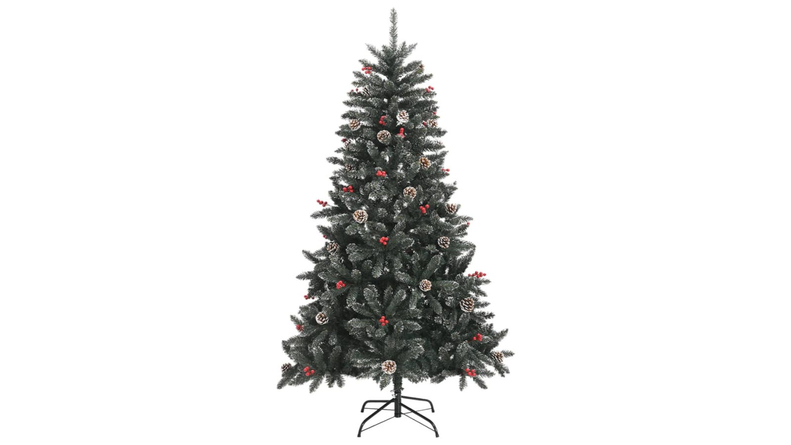 vidaXL Artificial Green PVC Christmas Tree with Stand and Cherry - 150cm