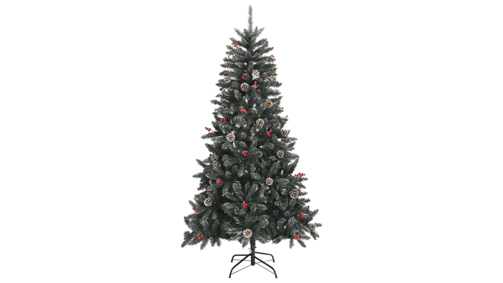 vidaXL Artificial Green PVC Christmas Tree with Stand and Cherry - 180cm