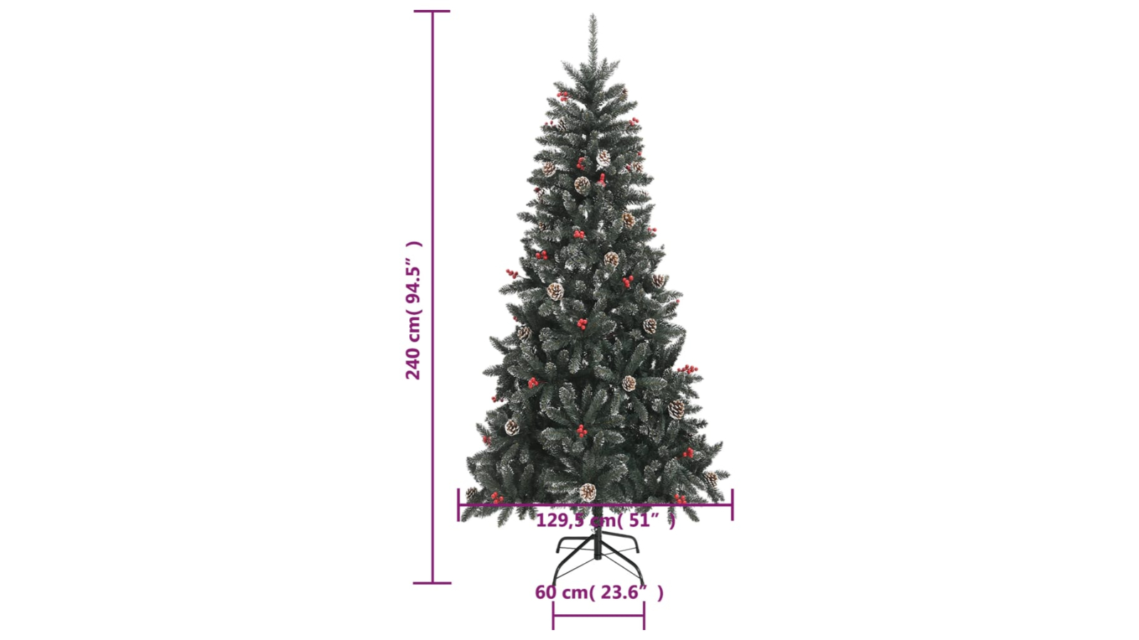 vidaXL Green Artificial Christmas Tree with Stand PVC 240cm Harvey Norman