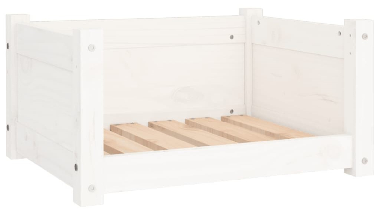 vidaXL 55.5 x 45.5 x 28cm Dog Bed Solid Pine Wood - White