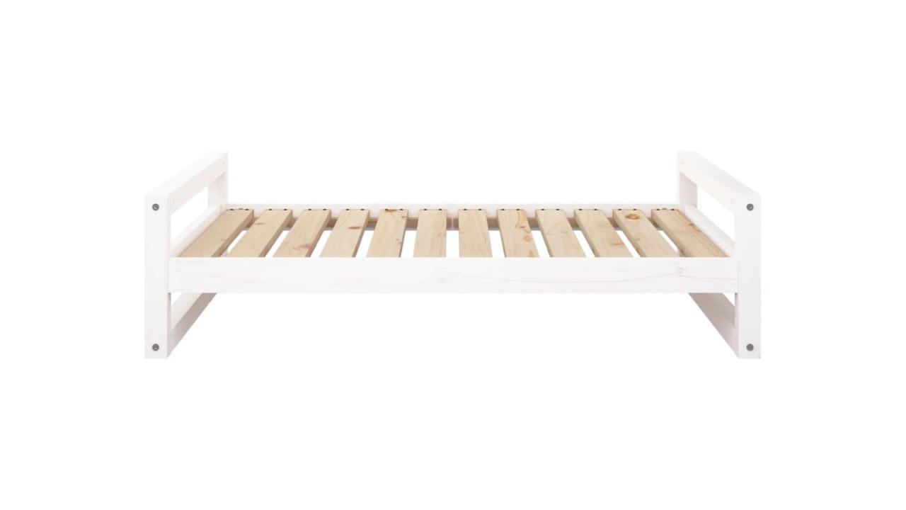 vidaXL 105.5 x 75.5 x 28cm Solid Pine Wood Dog Bed - White 