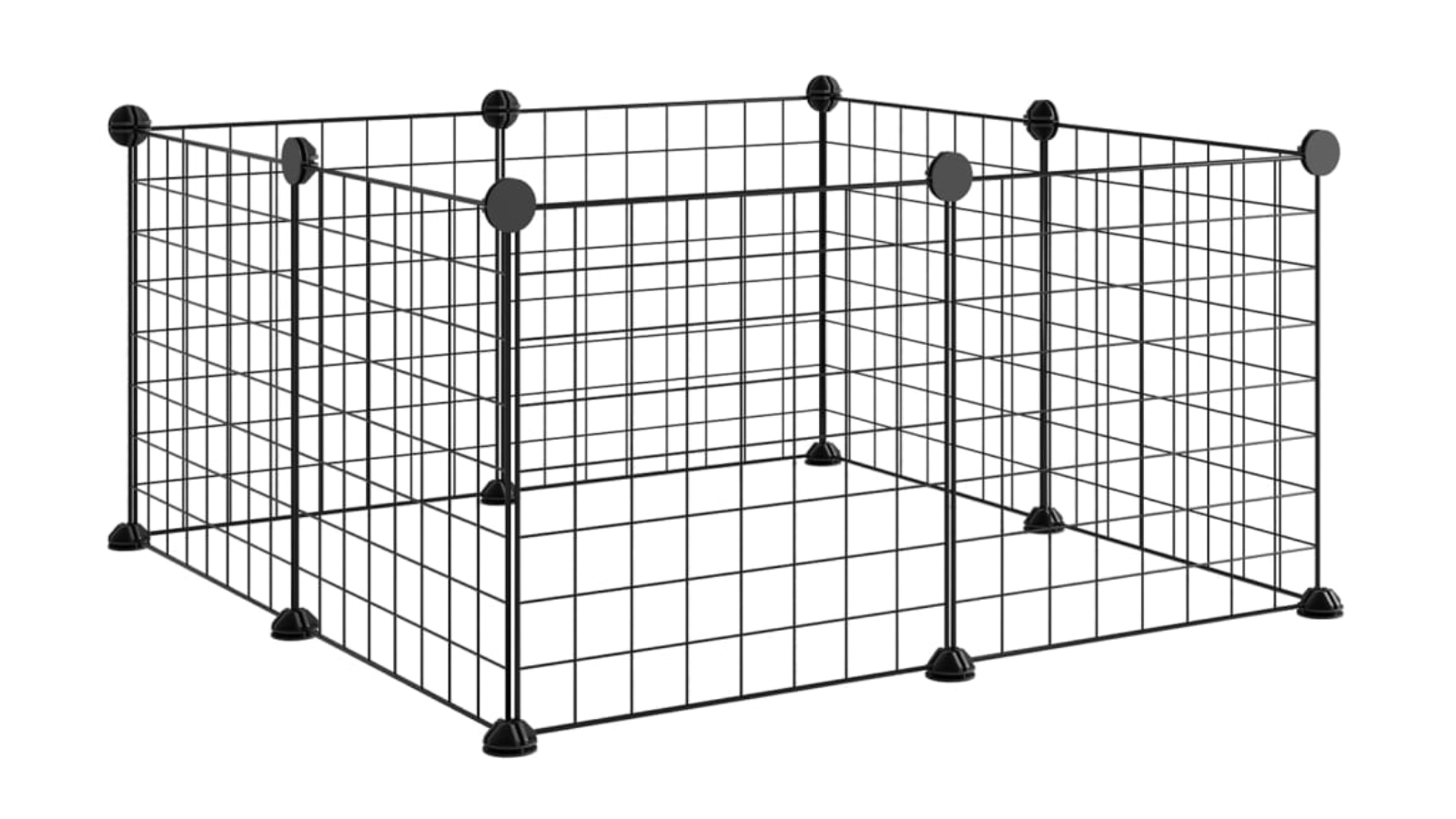 vidaXL 8-Panel Steel Black Pet Cage - 4.3cm