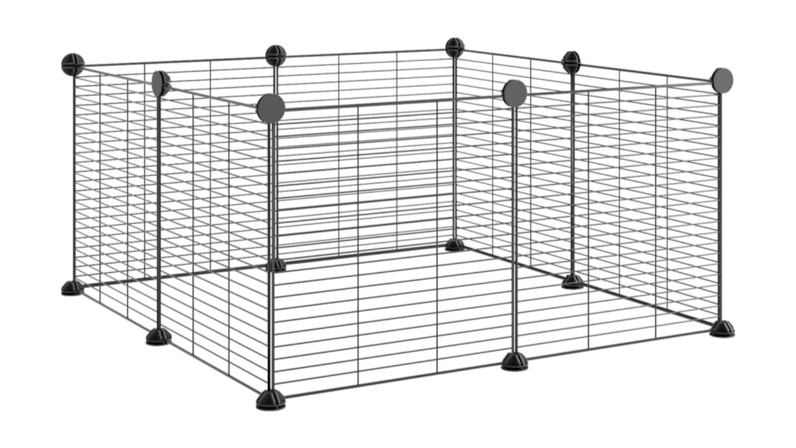 vidaXL 8-Panel Steel Black Pet Cage - 1.5cm