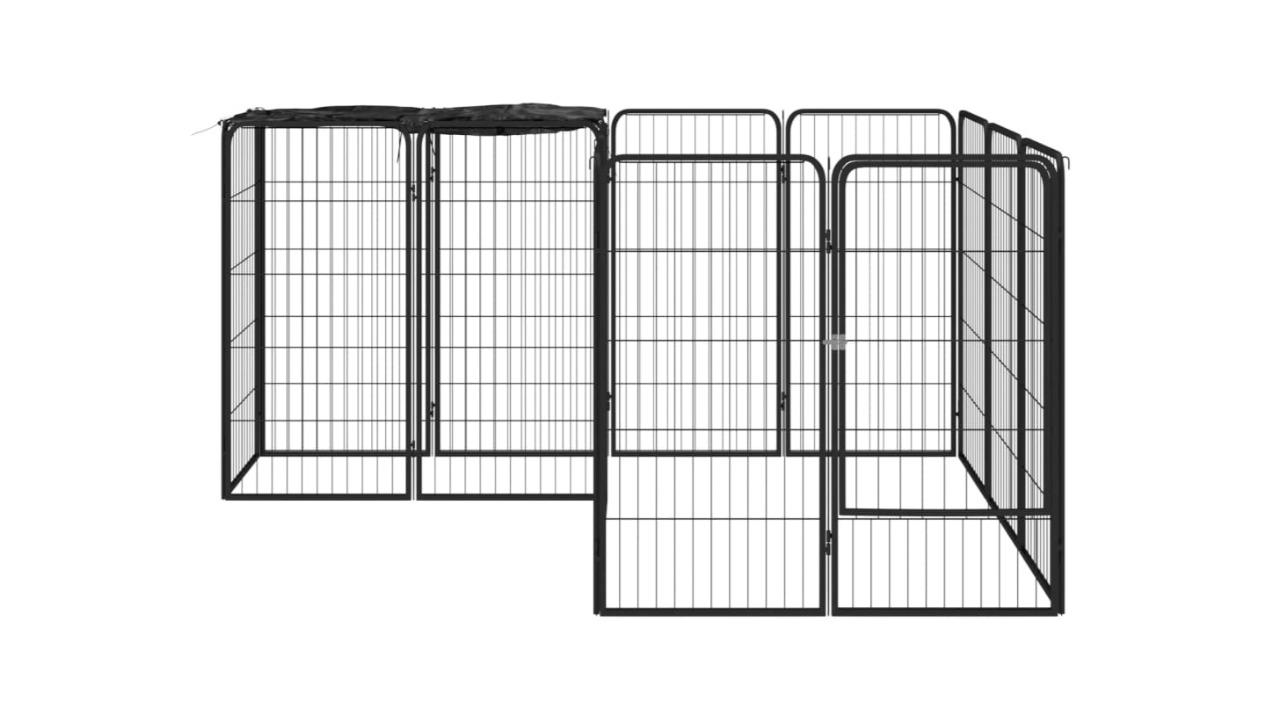 vidaXL Black 14-Panel Dog Playpen - 200 x 150 x 100cm