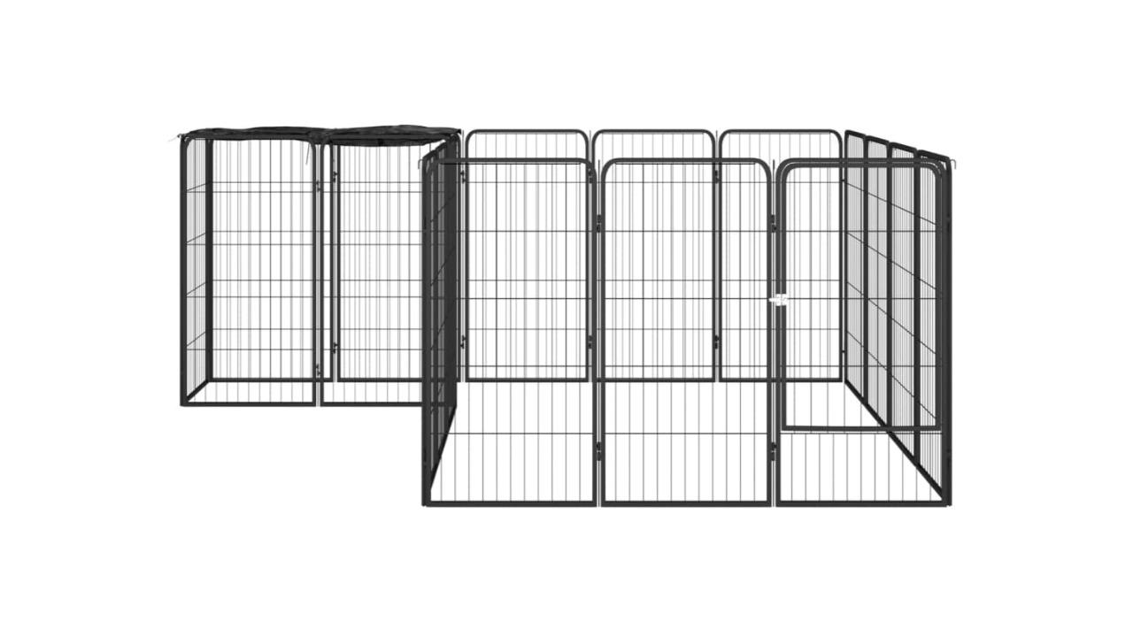 vidaXL Black 18-Panel Dog Playpen - 250 x 200 x 100cm