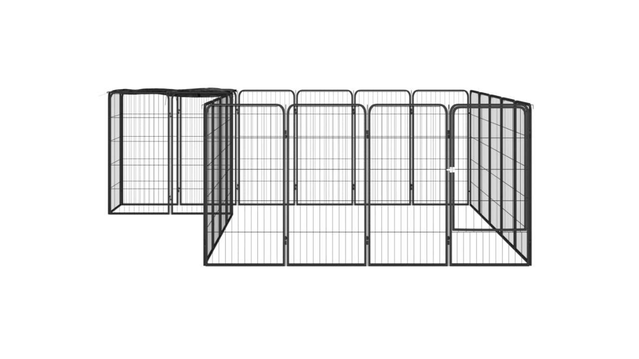 vidaXL Black 22-Panel Dog Playpen - 300 x 250 x 100cm