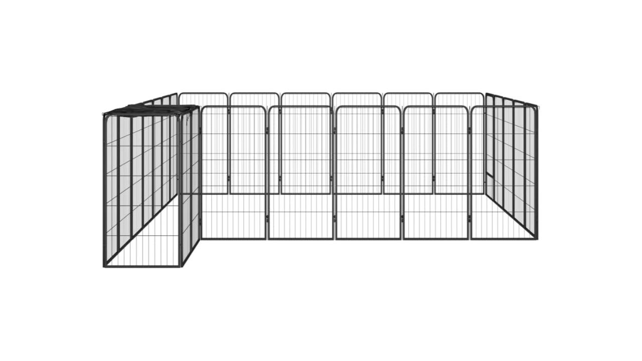 vidaXL Black 26-Panel Dog Playpen - 350 x 300 x 100cm