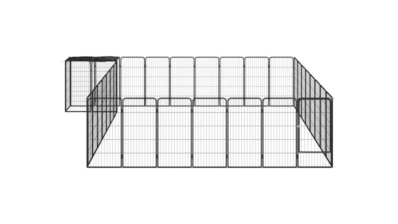 vidaXL Black 34-Panel Dog Playpen - 450 x 400 x 100cm
