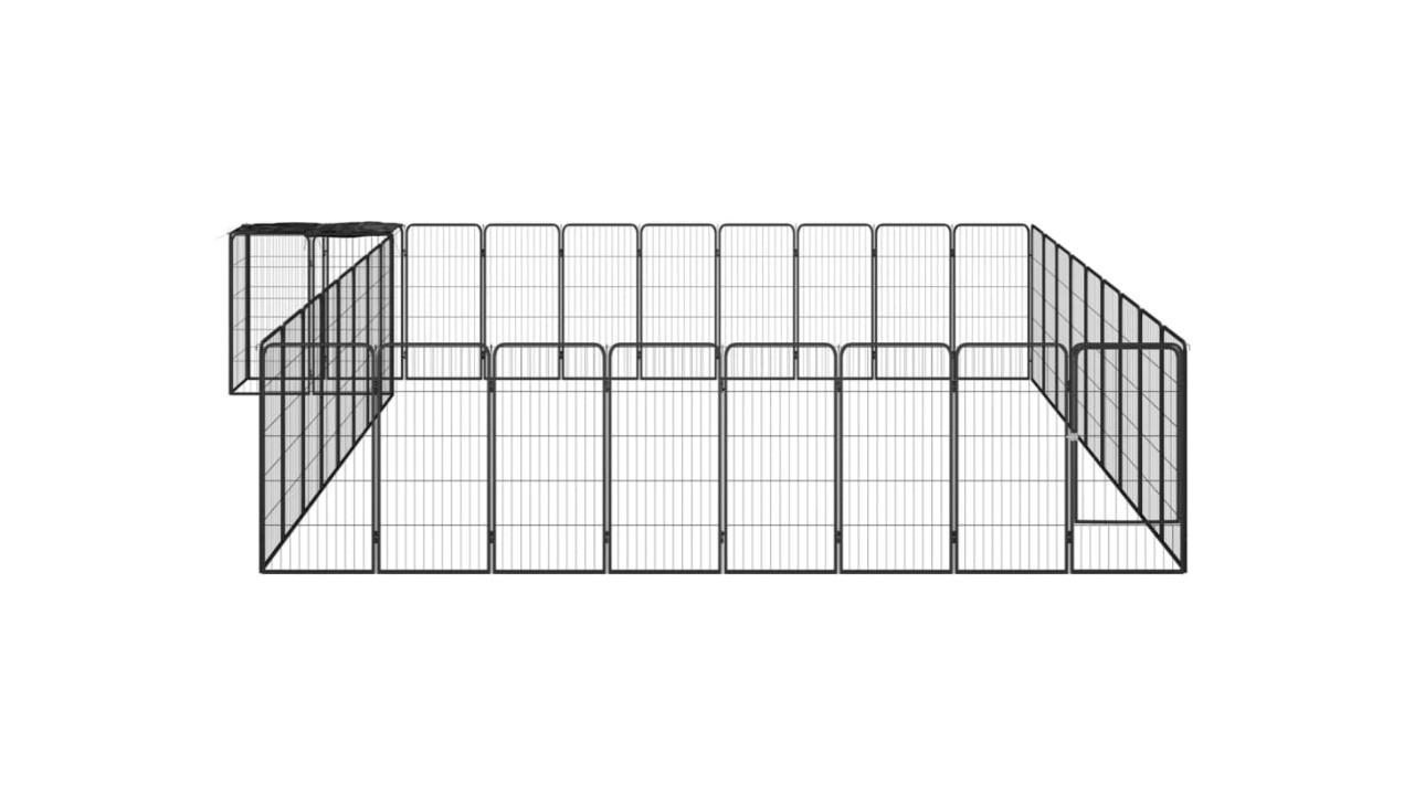 vidaXL Black 38-Panel Dog Playpen - 500 x 450 x 100cm
