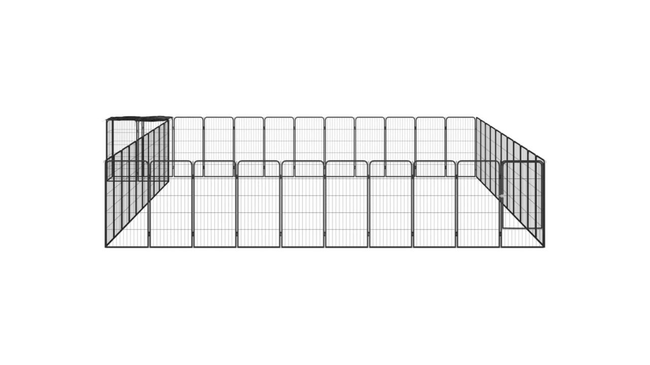 vidaXL Black 46-Panel Dog Playpen - 600 x 550 x 100cm