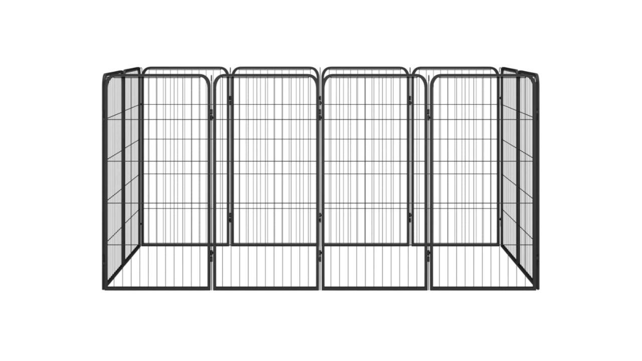 vidaXL Black 12-Panel Dog Playpen - 200 x 100 x 100cm