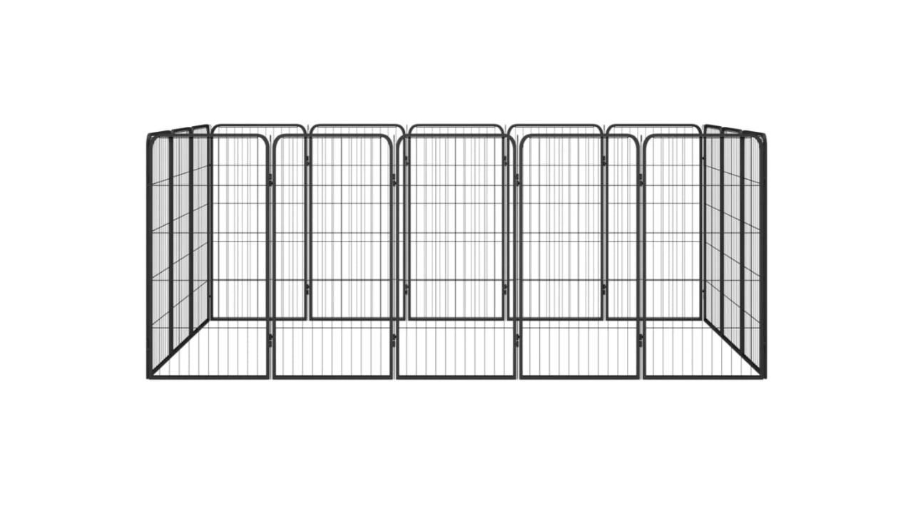 vidaXL Black 16-Panel Dog Playpen - 250 x 150 x 100cm