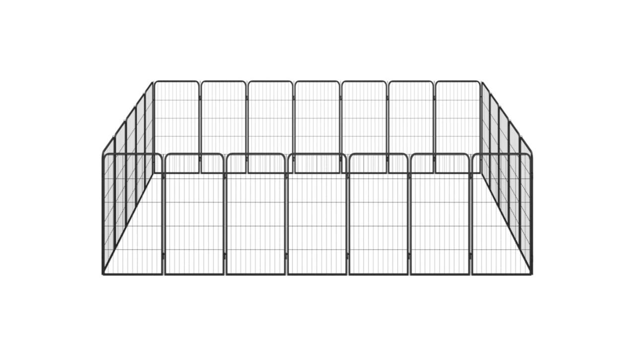vidaXL Black 24-Panel Dog Playpen - 350 x 250 x 100cm