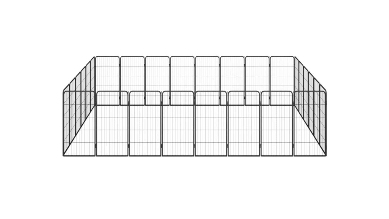 vidaXL Black 28-Panel Dog Playpen - 400 x 300 x 100cm