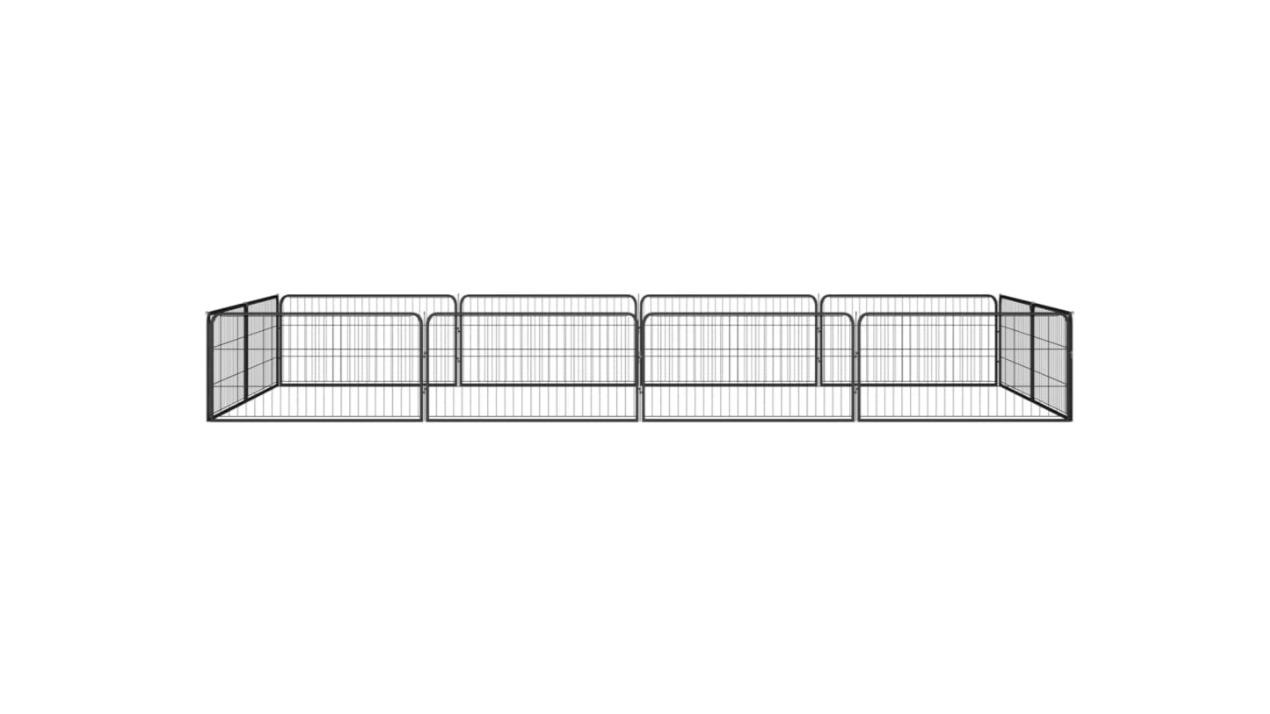 vidaXL Black 12-Panel Dog Playpen - 400 x 200 x 50cm