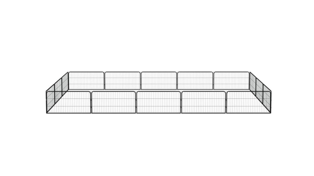 vidaXL Black 16-Panel Dog Playpen - 500 x 300 x 50cm